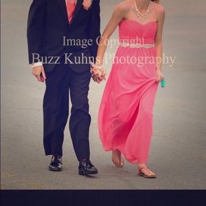 Coral pink prom dress